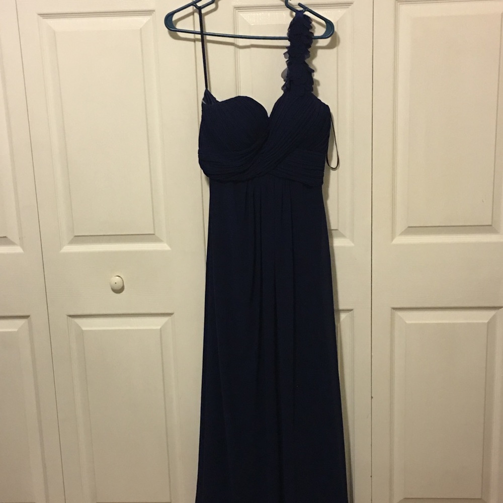 Navy Blue One Shoulder Gown
